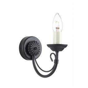 Elstead Chartwell 1 Light Indoor Candle Wall Light Black, E14
