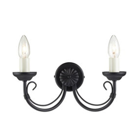 Elstead Chartwell 2 Light Indoor Candle Wall Light Black, E14