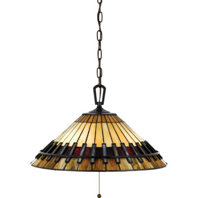 Elstead Chastain 3 Light Tiffany Ceiling Pendant Vintage Bronze, E27 ...