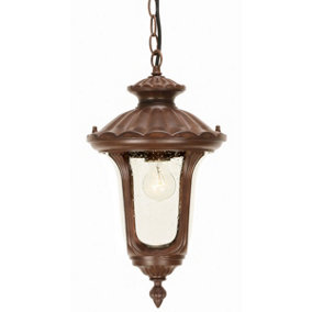 Elstead Chicago 1 Light Small Outdoor Ceiling Chain Lantern Rusty Bronze Patina IP44, E27