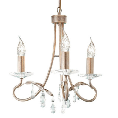 Elstead Christina Chandelier 3 Light Silver, Gold Finish, E14