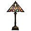 Elstead Classic Craftsman 2 Light Table Lamp Bronze, Tiffany Glass, E27