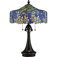 Elstead Cobalt 1 Light Tiffany Table Lamp - Bronze Finish, E27