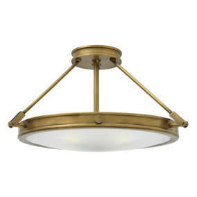 Elstead Collier 4 Light Medium Semi Flush Ceiling Light Brass, E14