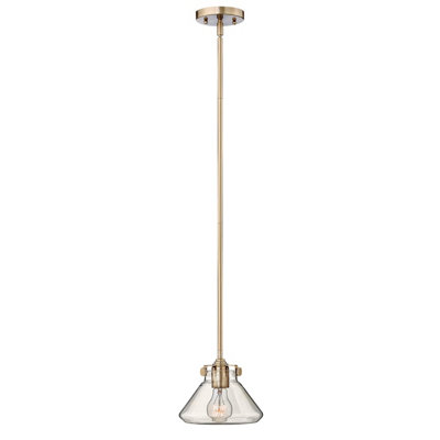 Elstead Congress 1 Light Dome Ceiling Pendant Brushed Caramel Clear Glass, E27