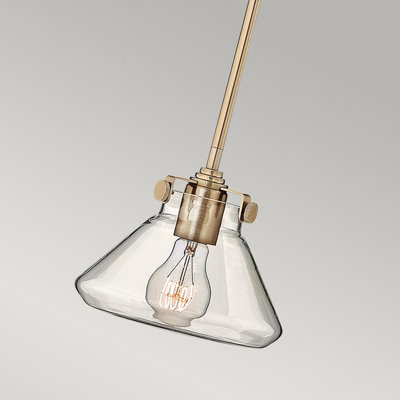 Elstead Congress 1 Light Dome Ceiling Pendant Brushed Caramel Clear Glass, E27