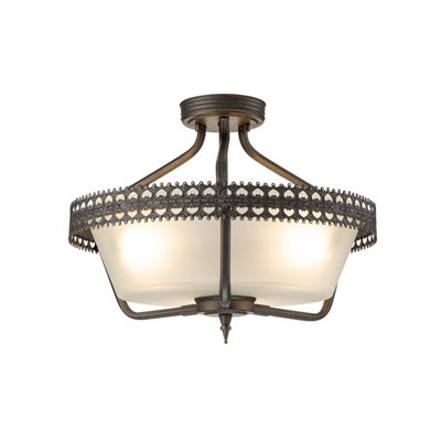 Elstead Crown 3 Light Semi Flush Ceiling Pendant Light Iron, E27 | DIY ...