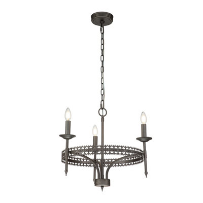 Elstead Crown Chandelier 3 Light Iron Finish, E14