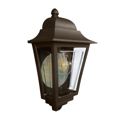 Elstead Deco Lane 1 Light Half Outdoor Wall Lantern Bronze IP44