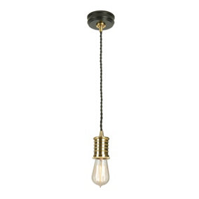 Elstead Douille 1 Light Ceiling Pendant Black, Brass, E27