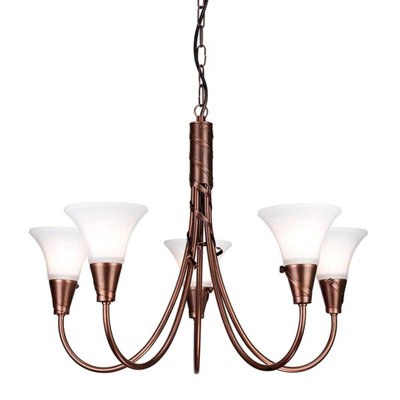 Elstead Emily 5 Light Multi Arm Chandelier Copper Finish, E14 | DIY at B&Q
