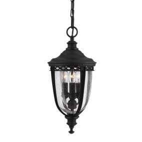 Elstead English Bridle 3 Light Medium Outdoor Ceiling Chain Lantern Black, E14
