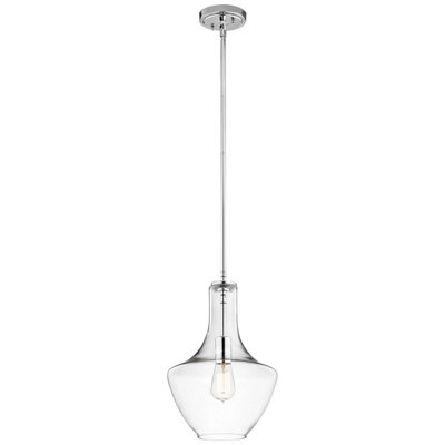 Elstead Everly 1 Light Small Dome Ceiling Pendant Light Chrome, E27 ...