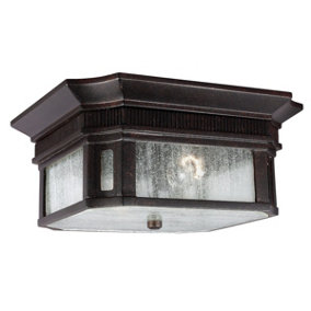 Elstead Federal 2 Light Bathroom Flush Outdoor Ceiling Lantern Bronze IP44, E27