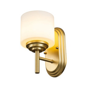 Elstead Feiss Malibu Wall Lamp Brushed Brass, IP44