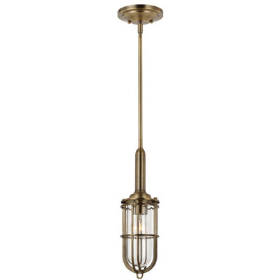 Elstead Feiss Urban Restoration 1 Light Pendant Dark Antique Brass IP44