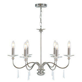 Elstead Finsbury Park 6 Light Multi Arm Chandelier Polished Nickel Finish - Shades Not Included, E14