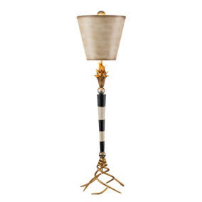 Elstead Flambeau 1 Light Table Lamp Black, Gold, E27