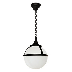 Elstead Glenbeigh 1 Light Outdoor Globe Ceiling Chain Lantern Black IP44, E27