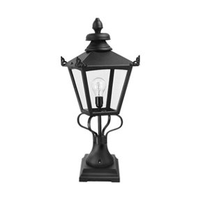 Elstead Grampian 1 Light Outdoor Pedestal Lantern Black, E27