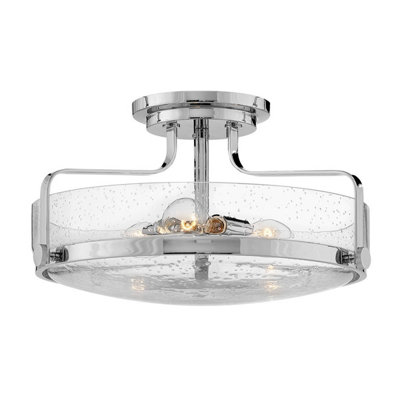 Elstead Harper 3 Light Bowl Semi Flush Ceiling Light, Polished Chrome