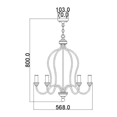 Elstead Hartsville 5 Light Chandelier Beachwood Finish, E14