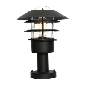 Elstead Helsingor 1 Light Outdoor Coastal Pedestal Lantern Black IP44, E27
