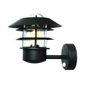 Elstead Helsingor 1 Light Outdoor Coastal Wall Lantern Light Black with PIR Motion Sensor IP44, E27