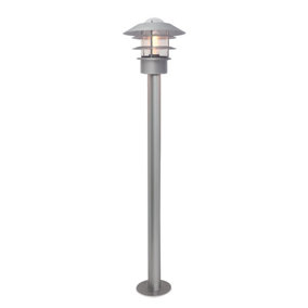 Elstead Helsingor Outdoor 1 Light Bollard Lantern, Silver, IP44, E27