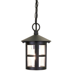 Elstead Hereford 1 Light Outdoor Ceiling Lantern Black IP43, E27