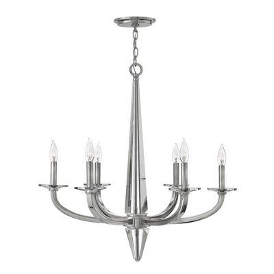 Elstead Hinkley Ascher 6 Light Chandelier Polished Nickel