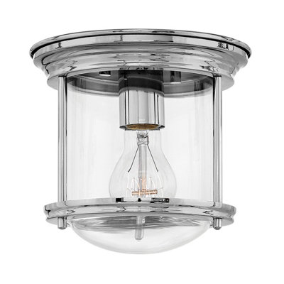 Elstead Hinkley Hadrian 1 Light Flush Mount Chrome with Glass IP44