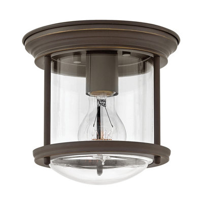 Elstead Hinkley Hadrian 1 Light Flush Mount Oil Rubbed Bronze with Glass IP44