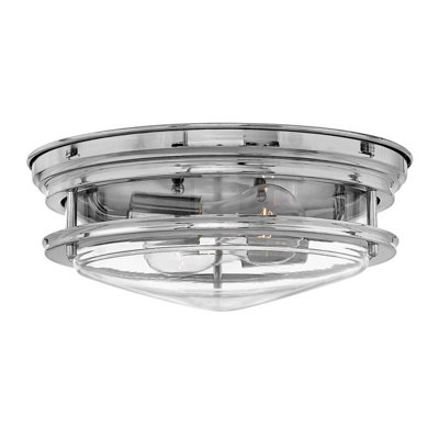Elstead Hinkley Hadrian 2 Light Flush Mount Chrome with Glass IP44
