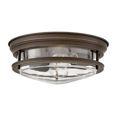 Elstead Hinkley Hadrian 2 Light Flush Mount Oil Rubbed Bronze with Glass IP44