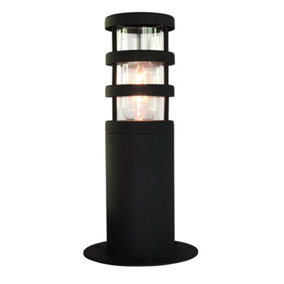 Elstead Hornbaek 1 Light Outdoor Pedestal Lantern Black, 304 Ss IP44, E27