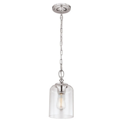 Elstead Hounslow 1 Light Ceiling Mini Pendant Polished Nickel, E27