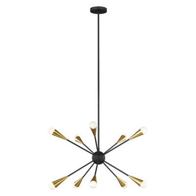 Elstead Jax 10 Light Chandelier, Midnight Black, G9