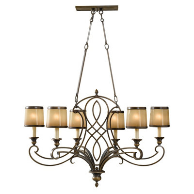 Elstead Justine 6 Light Multi Arm Chandelier Bronze Finish, E14