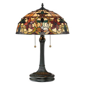 Elstead Kami 2 Light Tiffany Table Lamp Vintage Bronze, E27