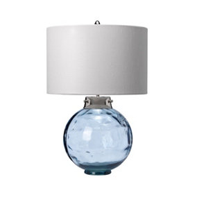 Elstead Kara Table Lamp, Blue, Faux Silk Shade