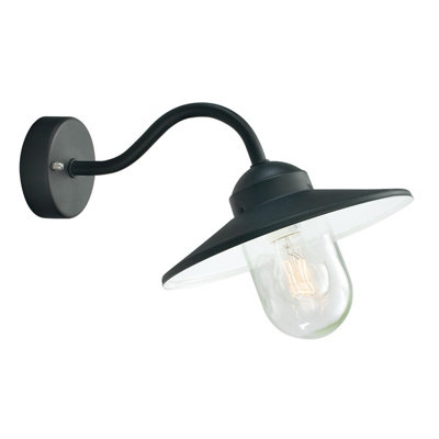 Elstead Karlstad 1 Light Outdoor Fisherman Dome Wall Lantern Light Black IP55, E27