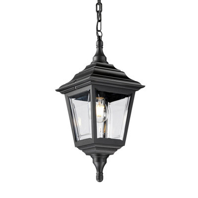 Elstead Kerry 1 Light Outdoor Coastal Ceiling Chain Lantern Black IP44, E27