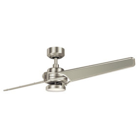 Elstead Kichler Xety 2 Blade 142cm Ceiling Fan with LED Light Brushed Nickel Remote Control