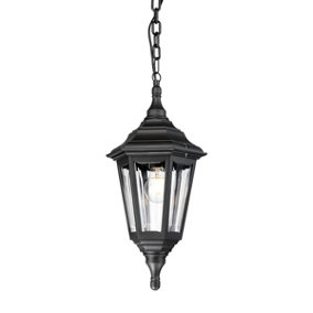 Elstead Kinsale 1 Light Outdoor Coastal Ceiling Chain Lantern Black IP43, E27