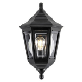 Elstead Kinsale 1 Light Outdoor Coastal Flush Ceiling Lantern Black IP43, E27