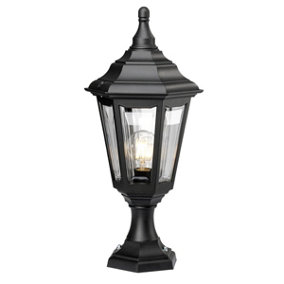 Elstead Kinsale 1 Light Outdoor Coastal Pedestal Lantern Black IP44, E27