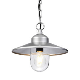 Elstead Klampenborg 1 Light Outdoor Ceiling Chain Lantern Silver IP44, E27