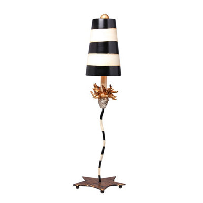 Elstead La Fleur 1 Light Table Lamp Gold Leaf with Black, Taupe Stripes, E27