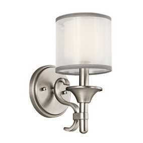 Elstead Lacey 1 Light Wall Light, Antique Pewter, E14